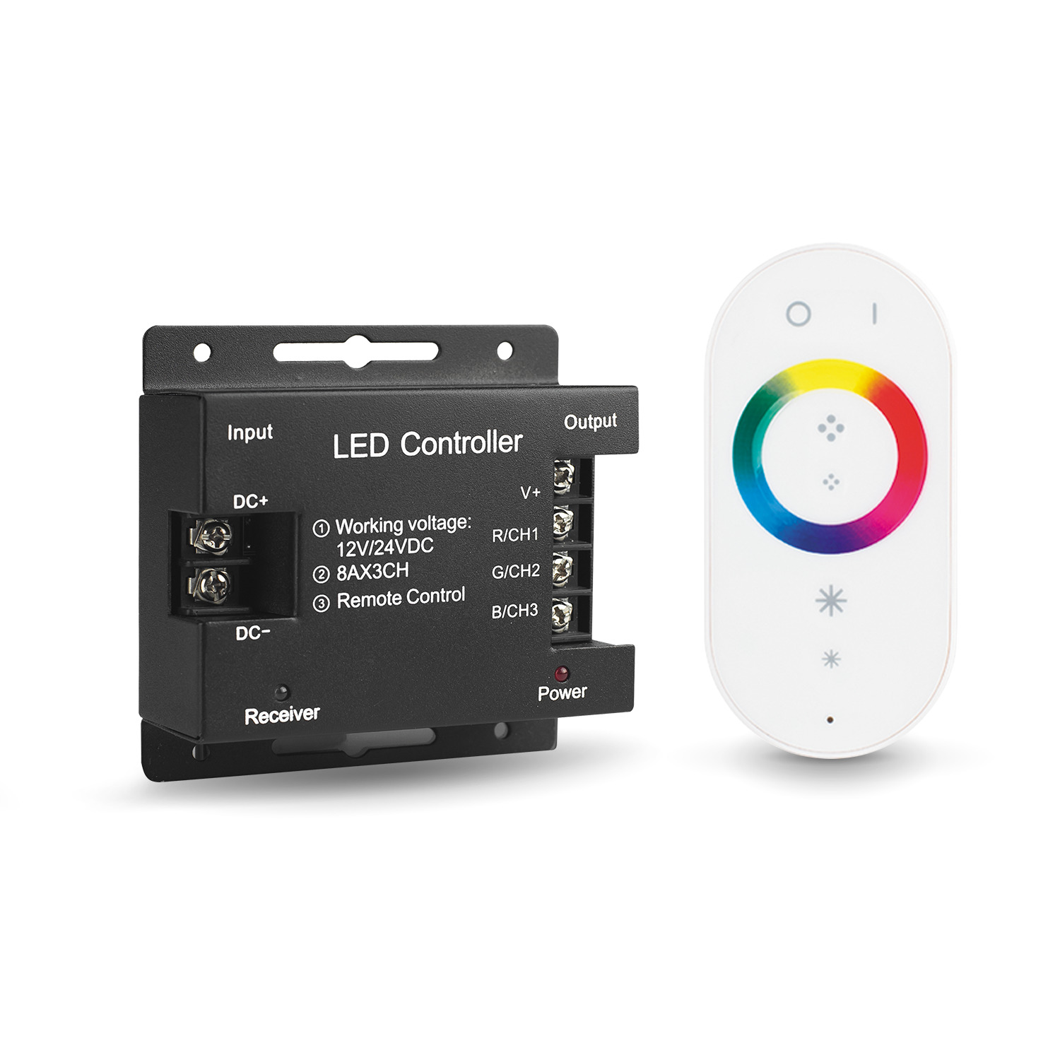 Контроллер для RGB 288W 24А с сенсорным пультом управления цветом (белый) 201013288 