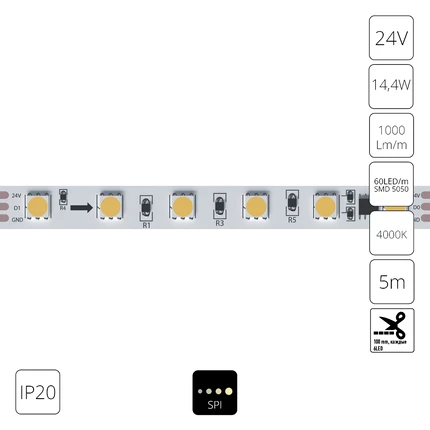 Светодиодная лента 24V 14,4W/m 4000К 5м IP20 Arte Lamp SPI A2406010-04-4K