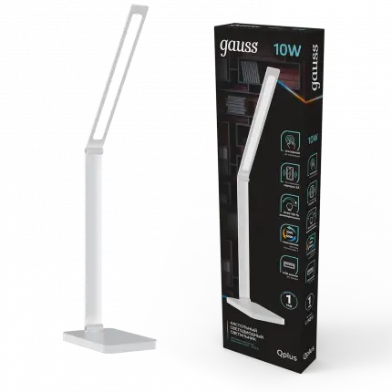 Светильник настольный Gauss Qplus модель GTL501 10W 600lm 3000-6000K 170-265V белый диммируемый Qi USB LED 1/12 GT5011