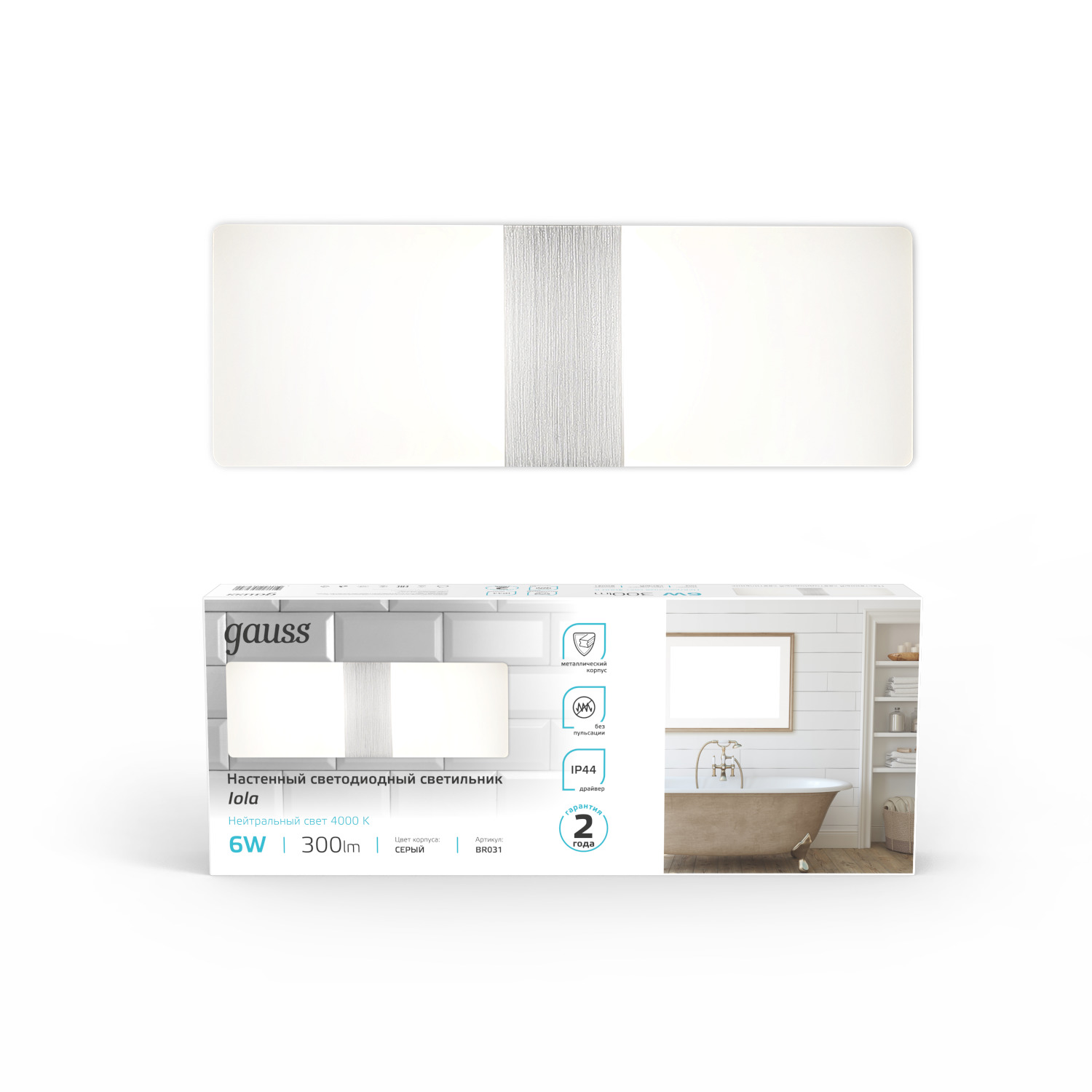 Настенный светодиодный светильник Gauss Iola BR031 6W 300lm 200-240V 290mm LED 1/20 BR031