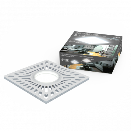 Светильник Gauss Backlight BL128 Квадрат. Белый, Gu5.3, 3W, LED 4000K 1/40