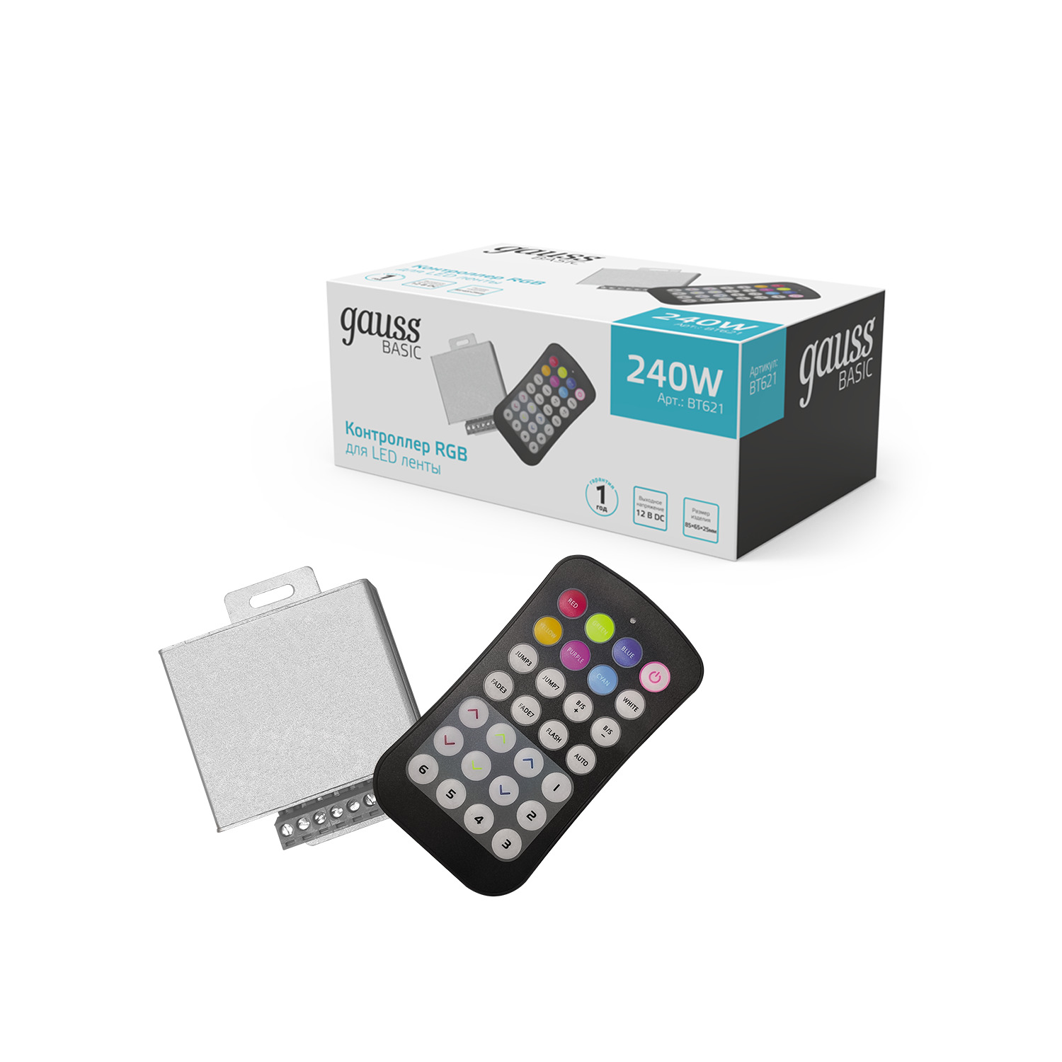 Контроллер RGB Gauss Basic для ленты LED 12V 240W 1/100 BT621