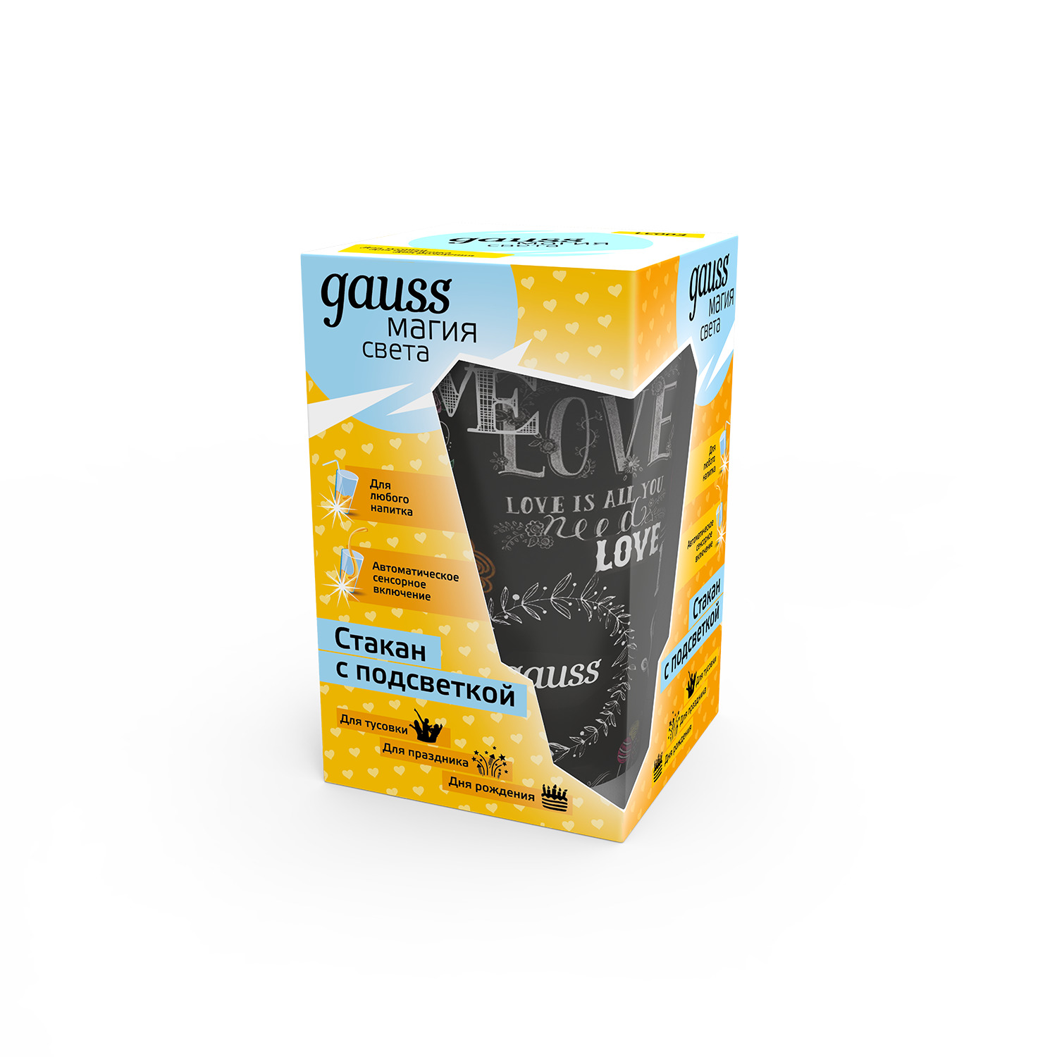 Стакан с подсветкой Gauss модель LCUP Romantic 3XLR44 LED 1/15/90 LC003