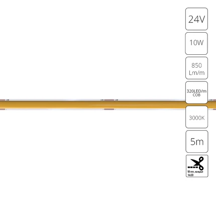 Светодиодная лента 24V 10W/m 3000К 5м IP20 Arte Lamp LANE A2432005-01-3K