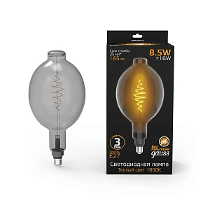 Лампа Gauss LED Filament BT180 GAUSS E27 8.5W Gray 165lm 1800K 1/2 152802005