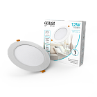 Светильник Gauss Basic Downlight круг 12W 1000m 4000K 170-260V IP20 145*26 белый LED 1/60 9030420212