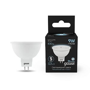 Лампа Gauss MR16 9W 830lm 4100K GU5.3 LED 1/10/100 101505209