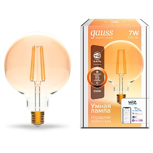 Лампа Gauss Smart Home Filament G95 7W 740lm 2500К E27 диммируемая LED 1/40 1320112 