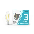 Лампа Gauss Filament Свеча 7W 580lm 4100К Е14 LED (3 лампы в упаковке) 1/20 103901207T