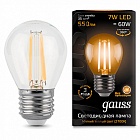 Лампа Gauss LED Filament Шар E27 7W 550lm 2700K 1/10/50 105802107