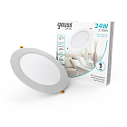 Светильник Gauss Basic Downlight круг 24W 2100m 4000K 170-260V IP20 225*26 белый LED 1/40 9030520224