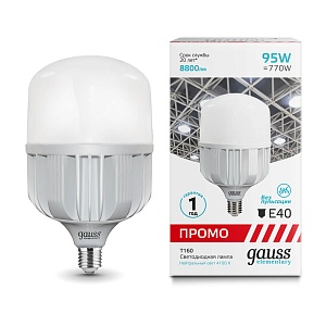 Лампа Gauss Elementary T160 95W 8800 lm 4100K E40 Promo LED 1/6 60420