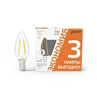 Лампа Gauss Filament Свеча 7W 550lm 2700К Е14 LED (3 лампы в упаковке) 1/20 103901107T