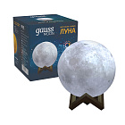 Светильник настольный Gauss NN001 3D Луна 1W 5V Li-ion 450mA D10см белый LED 1/6/24 NN001