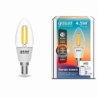 Лампа Gauss Smart Home Filament С35 4,5W 495lm 2000-6500К E14 изм.цвет.темп.+дим. LED 1/10/40 1250112