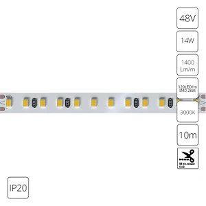 Светодиодная лента 48V 14,4W/m 3000К 10м IP20 Arte Lamp TAPE A4812010-07-3K