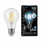 Лампа Gauss LED Filament A60 E27 10W 970lm 4100К step dimmable 1/10/40 102802210-S