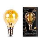 Лампа Gauss Filament Шар 5W 400lm 2700К Е14 golden LED 1/10/50 105801005