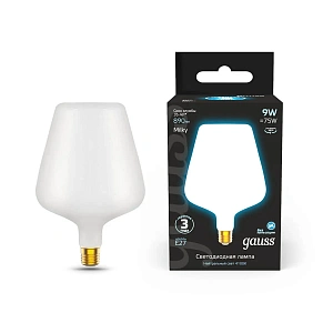 Лампа Gauss Filament V160 9W 890lm 4100К Е27 milky LED 1/6 1016802209