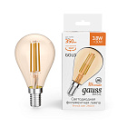 Лампа Gauss Basic Filament Шар 3,8W 350lm 2400К Е14 golden LED 1/10/50 1057154