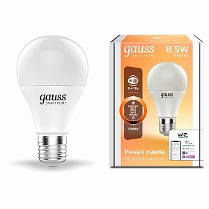 Лампа Gauss Smart Home A60 8,5W 806lm 2700К E27 диммируемая LED 1/10/40 1050112