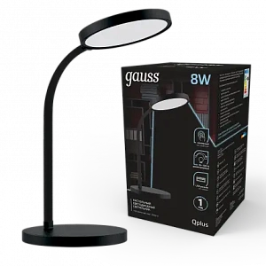 Светильник настольный Gauss Qplus модель GTL503 8W 500lm 4000K 170-265V черный диммируемый USB LED 1/12 GT5032