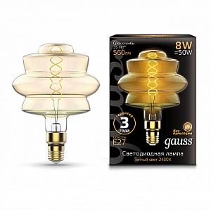 Лампа Gauss Led Vintage Filament Flexible BD180 8W 560lm E27 180*250mm Golden 2400K 1/4 161802008