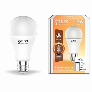 Лампа Gauss Smart Home A60 10W 1055lm 2700К E27 диммируемая LED 1/10/40 1070112