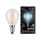 Лампа Gauss LED Filament Шар E14 5W 450lm 4100K 1/10/50 105801205