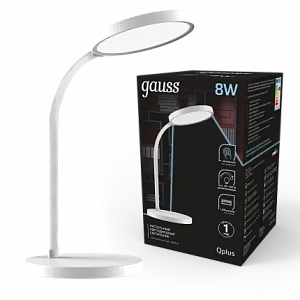 Светильник настольный Gauss Qplus модель GTL503 8W 500lm 4000K 170-265V белый диммируемый USB LED 1/12 GT5031