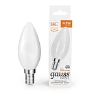 Лампа Gauss Basic Filament Свеча 4,5W 380lm 2700К Е14 milky  LED 1/10/50 1035115