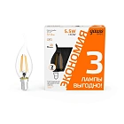 Лампа Gauss Basic Filament Свеча на ветру 5,5W 510lm 2700К Е14 LED (3 лампы в упаковке) 1/20 1041116T