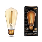 Лампа Gauss LED Filament ST64 E27 8W Golden 740lm 2400К 1/10/40 157802008