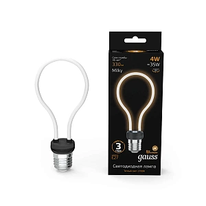 Лампа Gauss Filament Artline А72 4W 330lm 2700К Е27 milky LED 1/10/100 1004802104