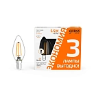 Лампа Gauss Basic Filament Свеча 5,5W 510lm 2700К Е14 LED (3 лампы в упаковке) 1/20 1031116T