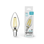 Лампа Gauss Basic Filament Свеча 4,5W 420lm 4100К Е14 LED 1/10/50 1031215