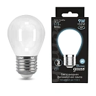 Лампа Gauss Filament Шар 9W 610lm 4100К Е27 milky LED 1/10/50 105202209