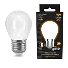 Лампа Gauss Filament Шар 9W 590lm 3000К Е27 milky LED 1/10/50 105202109