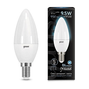 Лампа Gauss LED Свеча E14 9.5W 950lm 4100К 1/10/100 103101210