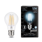 Лампа Gauss Filament А60 12W 1250lm 4100К Е27 LED 1/10/40 102902212