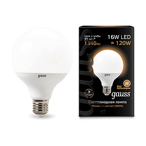 Лампа Gauss LED G95 E27 16W 1360lm 3000K 1/32 105102116